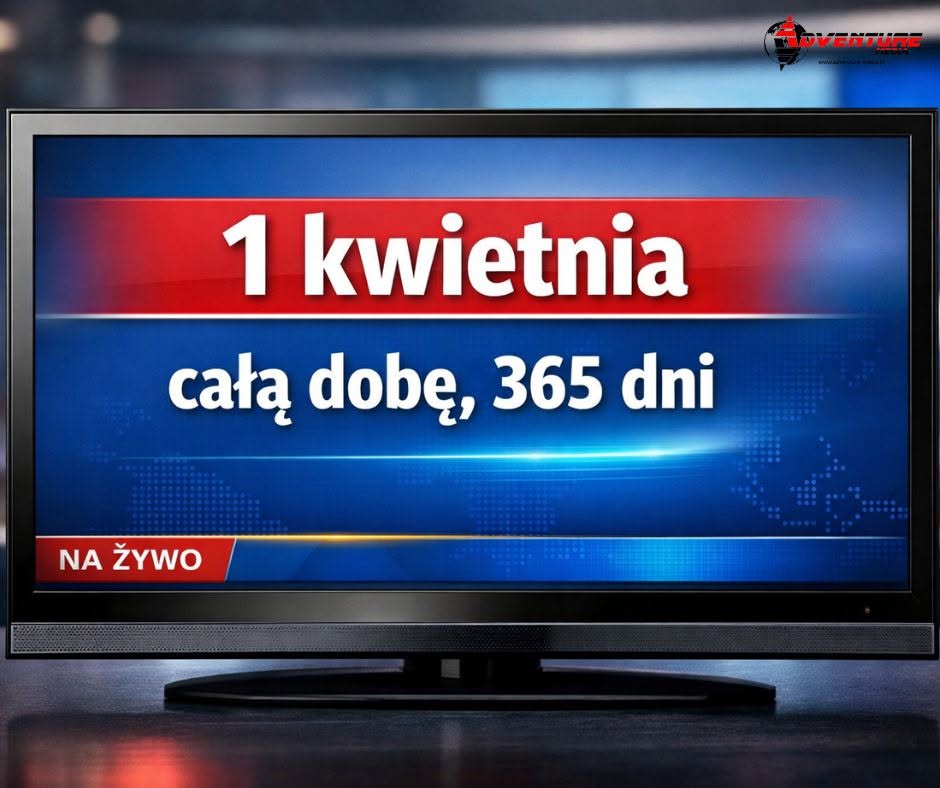 Ekran telewizyjny z napisem „1 kwietnia całą dobę, 365 dni” – dezinformacja jako ryzyko biznesowe