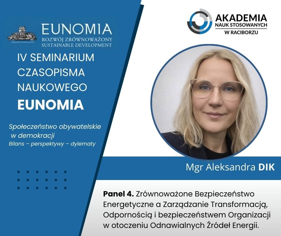 Aleksandra Dik podczas prelekcji o komunikacji transformacji energetycznej na seminarium „EUNOMIA”