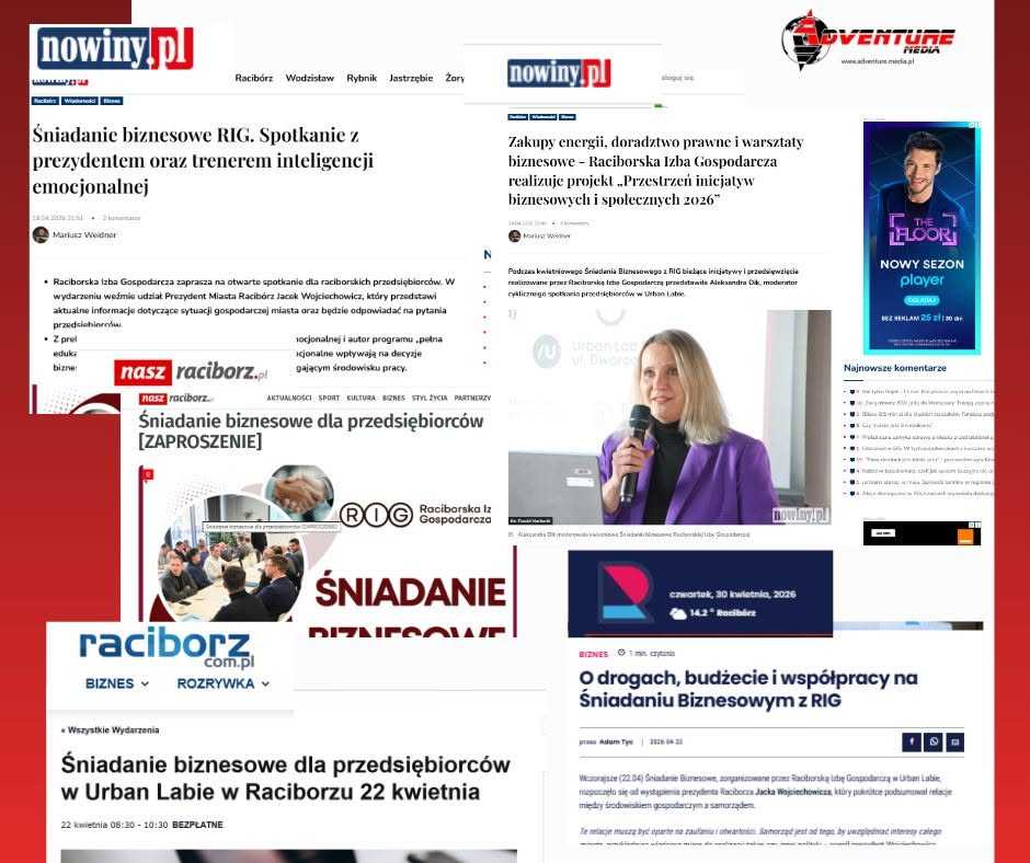 Teraz popraw tekst alternatywny zdjęcia na:

Śniadanie Biznesowe RIG w Raciborzu – relacje medialne i Aleksandra Dik prowadząca spotkanie