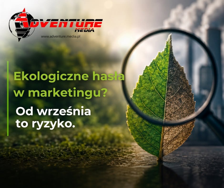 Ekologiczny marketing – zielony i wysuszony liść oglądany przez lupę