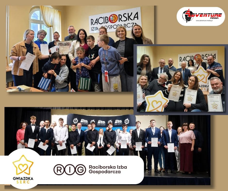 Beneficjenci Gwiazdki Serc, organizatorzy inicjatywy oraz laureaci Stypendiów im. Tadeusza Ekierta w Raciborzu