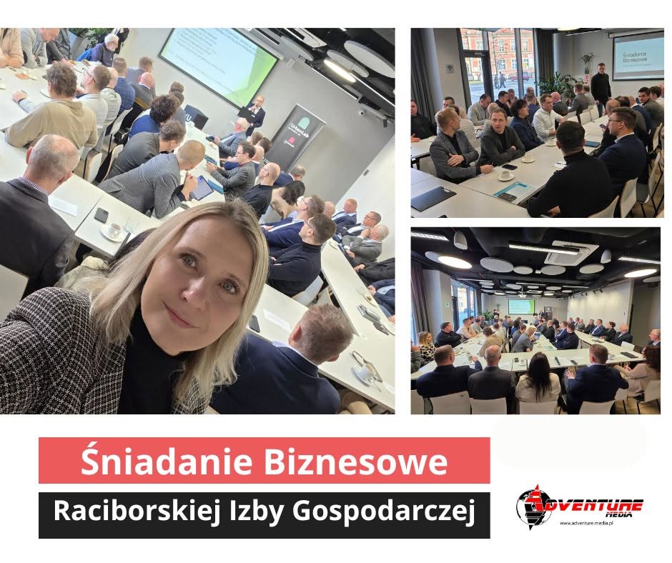Aleksandra Dik i uczestnicy Śniadania Biznesowego w Raciborzu organizowanego przez Raciborską Izbę Gospodarczą